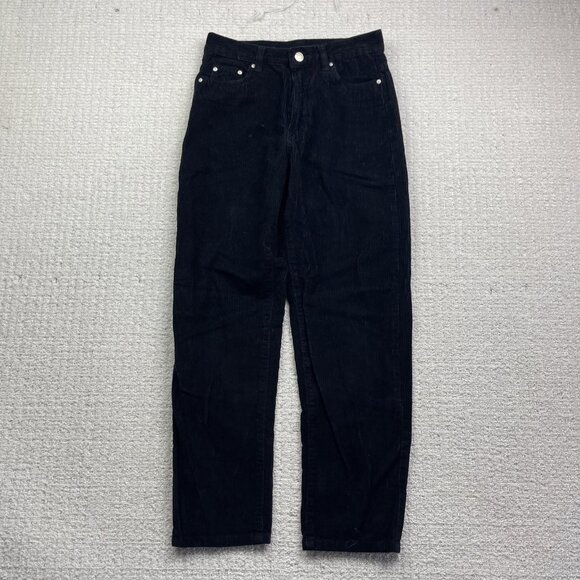 Y2K Refuge Denim Mom Black Corduroy Pants Women Sz XS Skater Punk Goth Baggy - Picture 1 of 9